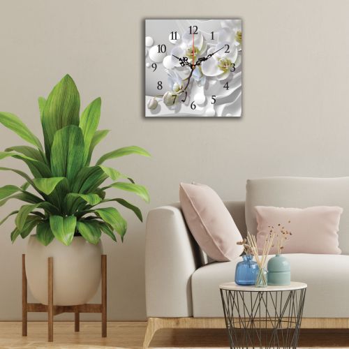 C9216_1 Clock with print 3D Orchids