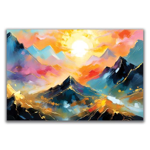 1112 Wall art decoration Sun over endless peaks - abstract mountain landscape