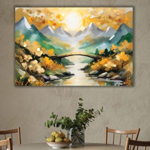 1122 Wall art decoration Golden transition - abstract mountain landscape