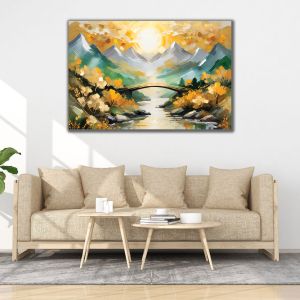 1122 Wall art decoration Golden transition - abstract mountain landscape