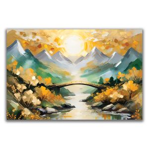 1122 Wall art decoration Golden transition - abstract mountain landscape