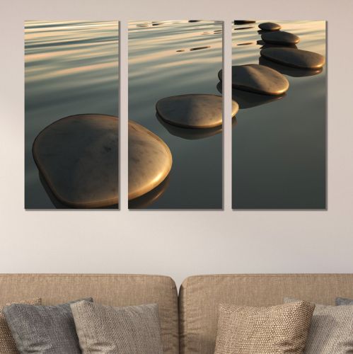 canvas wall art set step stones in the sea