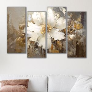 1133  Wall art decoration (set of 4 pieces) A golden breeze among white petals