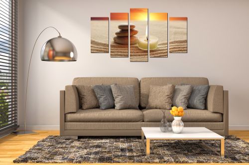 Wall art panels for decoration 5 pices zen sunset