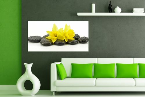 Yellow, white and black wall art decoration