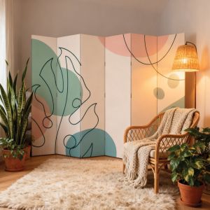 P9357 Decorative Screen Room divider Abstract Pastel Design (3,4,5 or 6 panels)