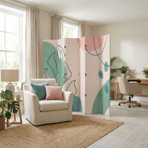 P9357 Decorative Screen Room divider Abstract Pastel Design (3,4,5 or 6 panels)