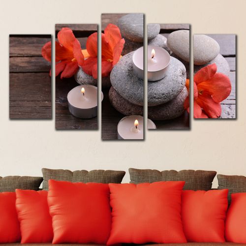 wall decoration spa composition orange