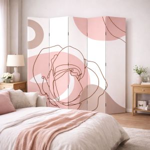 Декоративен параван Абстракция с роза в пастелни тонове за спалня P9358 
