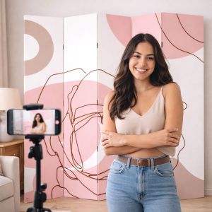 Декоративен параван Абстракция с роза в пастелни тонове декор за снимки P9358  