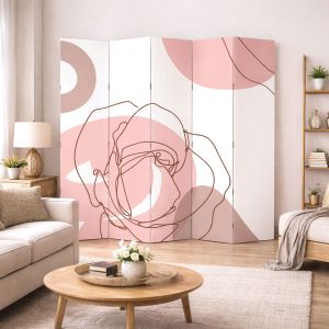 P9358 Декоративен параван Абстракция с роза в пастелни тонове (3, 4, 5 или 6 части)
