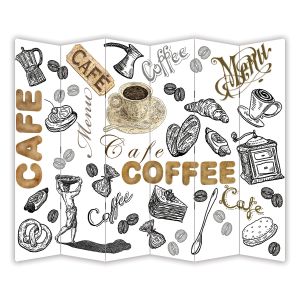 P9359 Декоративен параван Винтидж кафе  (3, 4, 5 или 6 части)