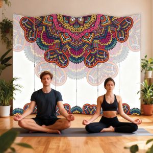 Декоративен параван Цветна Мандала за йога студио P9362 