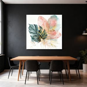 1142 Wall art decoration Breath of the Tropics - листа и златни акценти