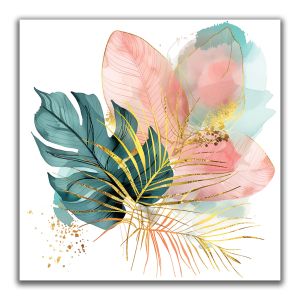 1142 Wall art decoration Breath of the Tropics - листа и златни акценти