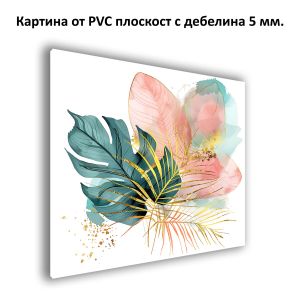1142 Wall art decoration Breath of the Tropics - листа и златни акценти