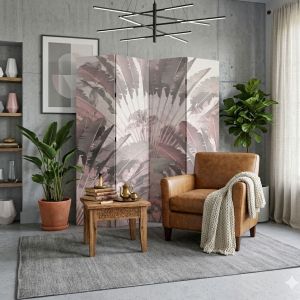 P9310 Decorative Screen Room divider Tropical elegance in pastel pink (3,4,5 or 6 panels)