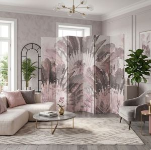 P9310 Decorative Screen Room divider Tropical elegance in pastel pink (3,4,5 or 6 panels)