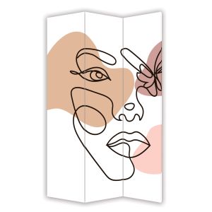 P7020 Декоративен параван Абстрактно лице – модерен line art (3, 4, 5 или 6 части)