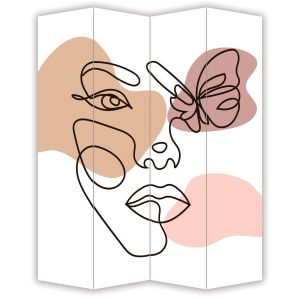 P7020 Декоративен параван Абстрактно лице – модерен line art (3, 4, 5 или 6 части)