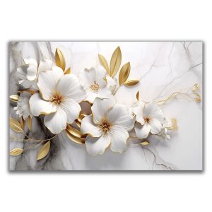 1059_1 Wall art decoration Flowers in gold and white