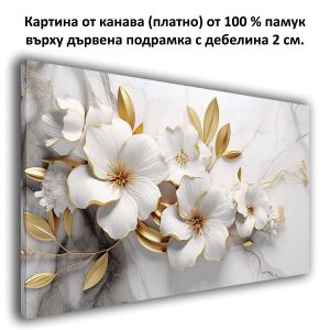 1059_1 Wall art decoration Flowers in gold and white