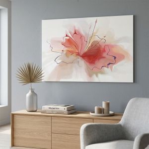 Картина Нежна експлозия с абстрактно цвете в коралео цвят за коридор 1147