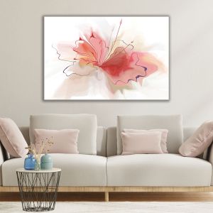 Картина Нежна експлозия с абстрактно цвете в коралео цвят за минималистичен интериор 1147 