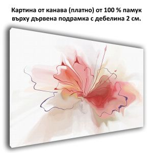 Картина Нежна експлозия с абстрактно цвете в коралео цвят от канава 1147