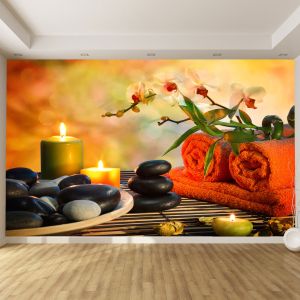 T0596 Wallpaper Zen composition in orange