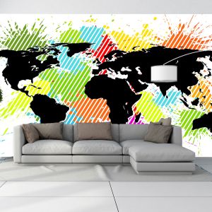 T0729 Wallpaper Abstract color map of the world