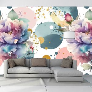 T0986 Wallpaper Roses in pasel colors