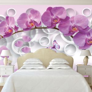 T9013 Wallpaper 3D Purple orchids