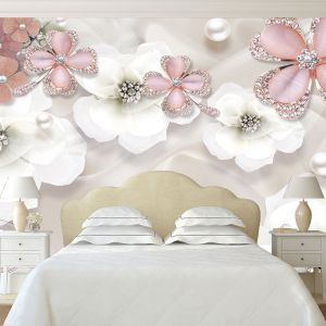 T9023 Wallpaper 3D Composition with flowers and jewelry