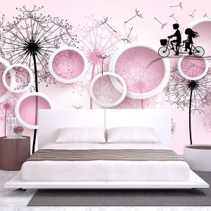 T9077 Wallpaper 3D Dandelions and circle