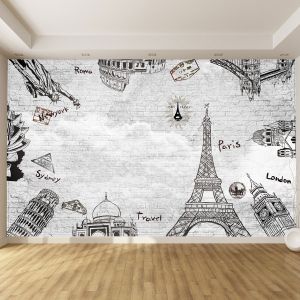 T9105 Wallpaper 3D Landmarks and brick wall