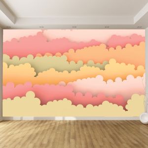 T9117 3D Wallpaper clouds in pastel colors