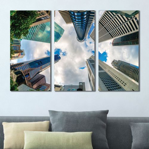 0378 Wall art decoration (set of 3 pieces)  Skyscrapers