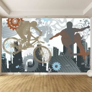 T9172 Wallpaper Abstraction - boys in the city