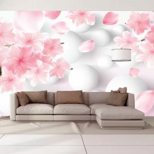 T9200 Фототапет 3D Абстракция с цветя и сфери