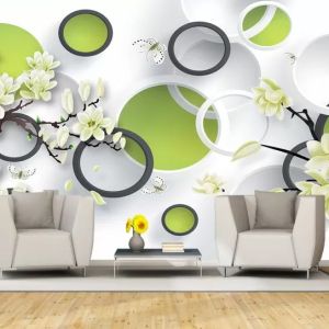 T9205 Wallpaper 3D Flowers and circles
