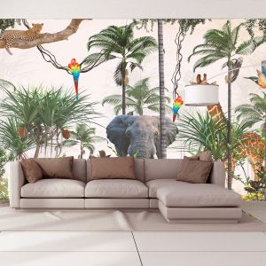 T9236 Wallpaper Tropical landscape with animals