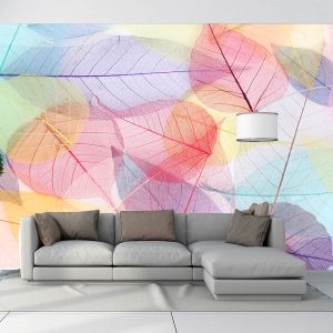 T9282 Wallpaper Leaves in pastel colors