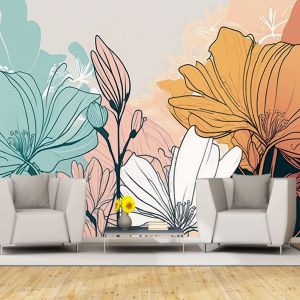 T9298 Wallpaper abstract flowers in pastel colors