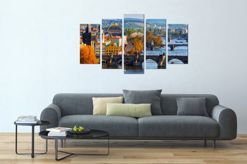 Wall art set Prague day cityscape