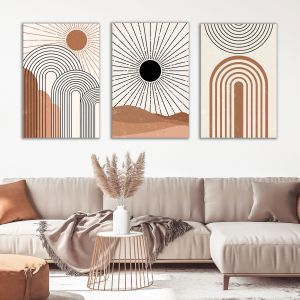 1157 Wall art decoration (set of 3 pieces) Geometry of Sunrise