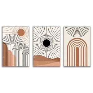 1157 Wall art decoration (set of 3 pieces) Geometry of Sunrise