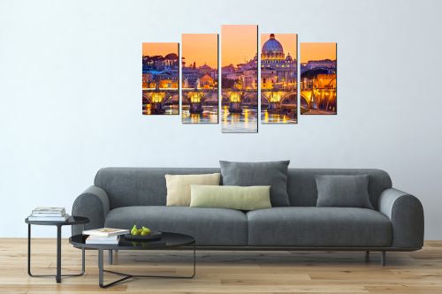 Wall art set Rome night cityscape