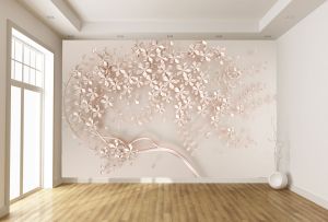 T9341 Wallpaper 3D Graceful branches, strewn with delicate flowers