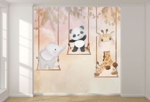 T9336 Wallpaper Cute animals on swings